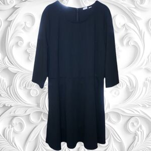 Gap Black Fit And Flare Three Quarter Length Sleeve Dress Size XL NWOT